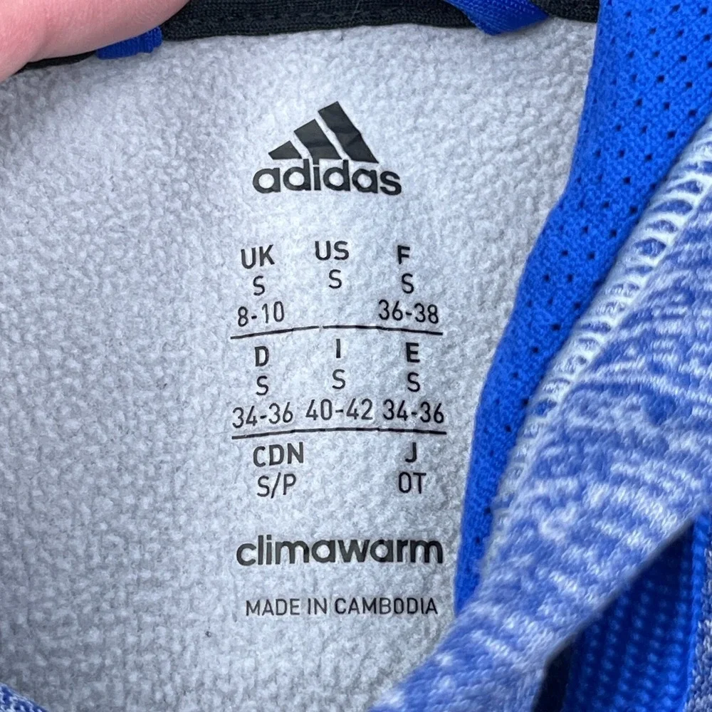 Adidas Hoodie Men Small Blue Sweatshirt Sweater Performance Active Heather Plain